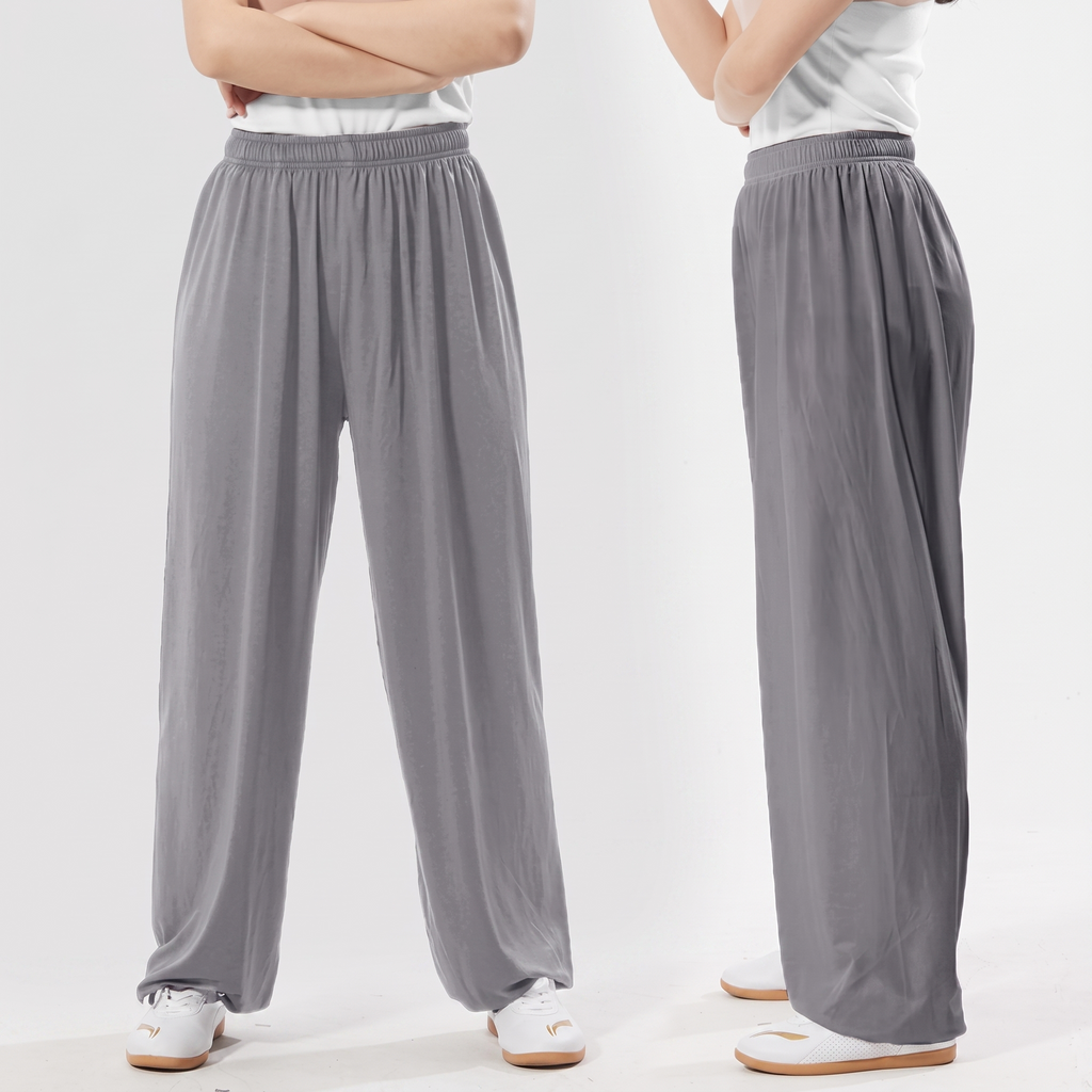 Silk-Feel Tai Chi Pants – Wide-Leg, Practice, Daily