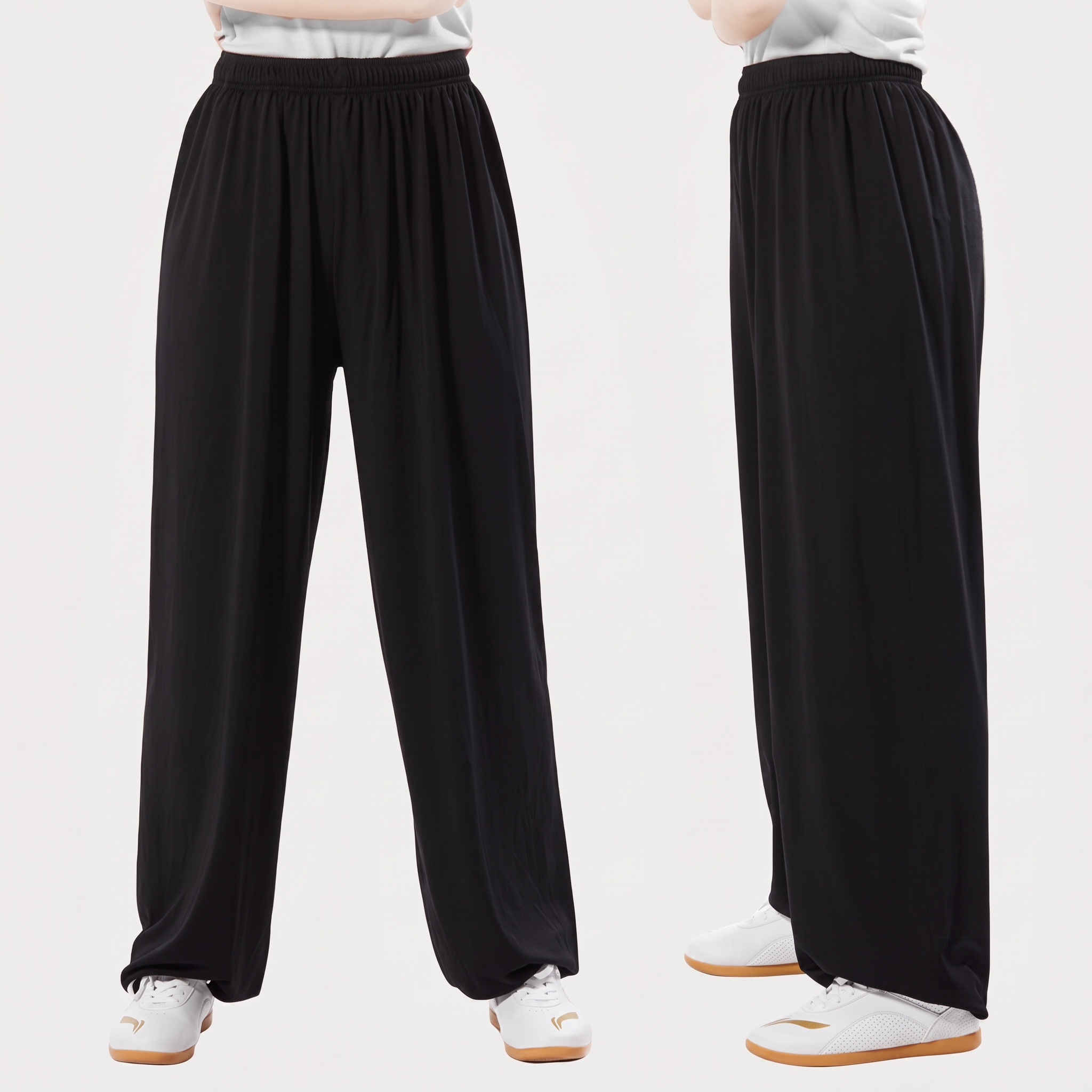 Silk-Feel Tai Chi Pants – Wide-Leg, Practice, Daily