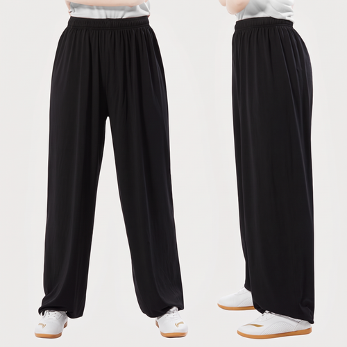 Silk-Feel Tai Chi Pants – Wide-Leg, Practice, Daily