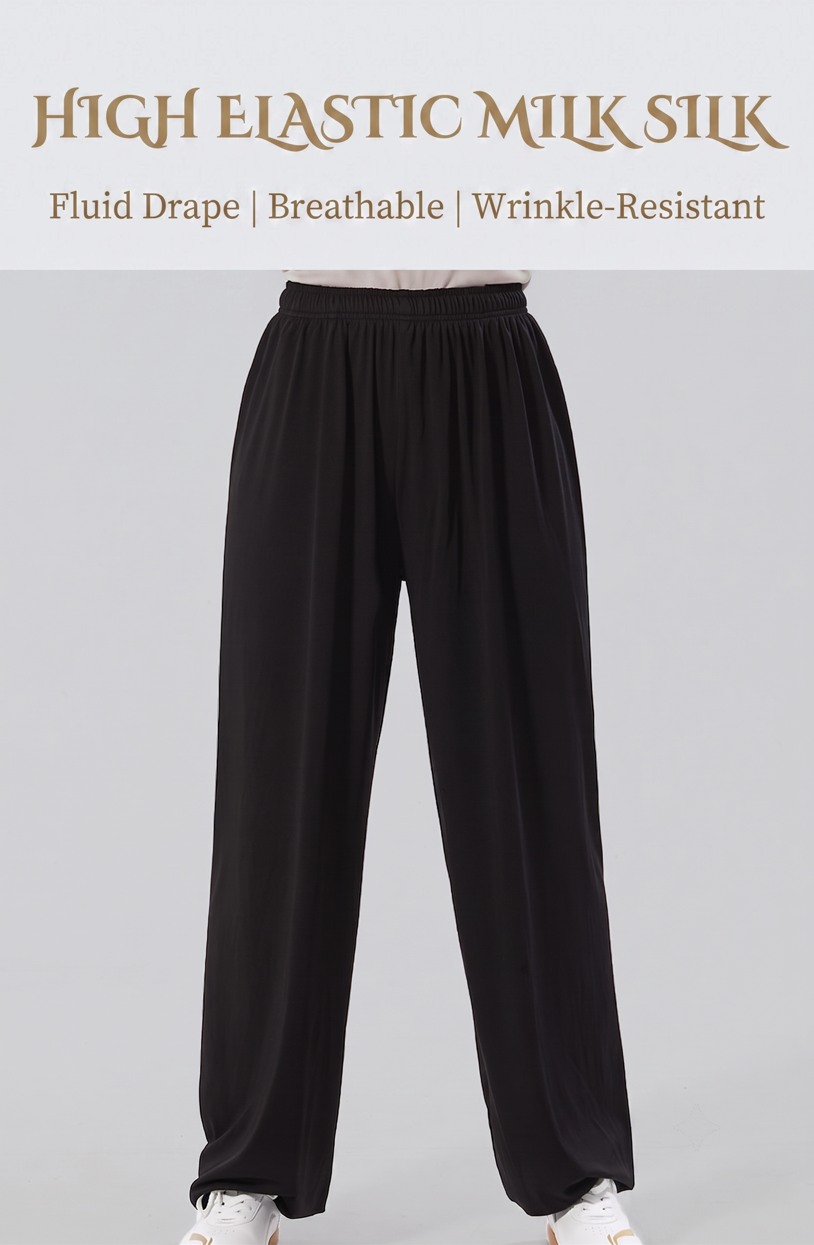 Silk-Feel Tai Chi Pants – Wide-Leg, Practice, Daily